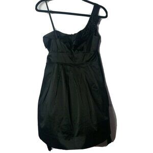Black One Shoulder Dress Size 7 Junior Satin Formal Cocktail Wedding Guest